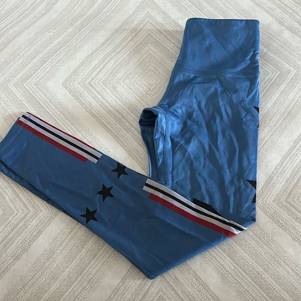 Noli Women’s Light Blue Stars & Stripes High Waisted Leggings - Size XS